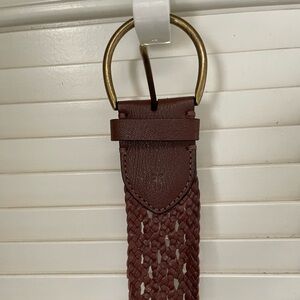 Frye brown woven leather belt 40”
